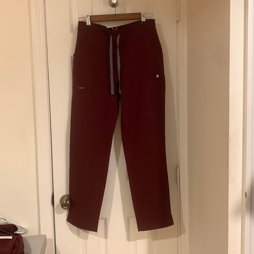 Figs Small Yola Skinny Scrub Pants - Burgundy